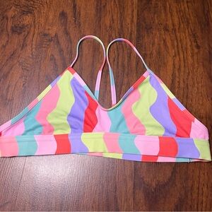 Jolyn Clothing Multicolor Wave Stripe Bikini Top - Pink, Purple, Red, Lime, Teal